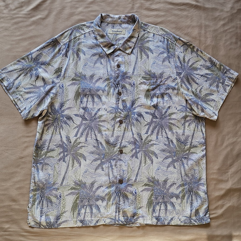 Tommy Bahama SHORT Silk Shirt Palm Exposure Continental Island Zone Size XXL